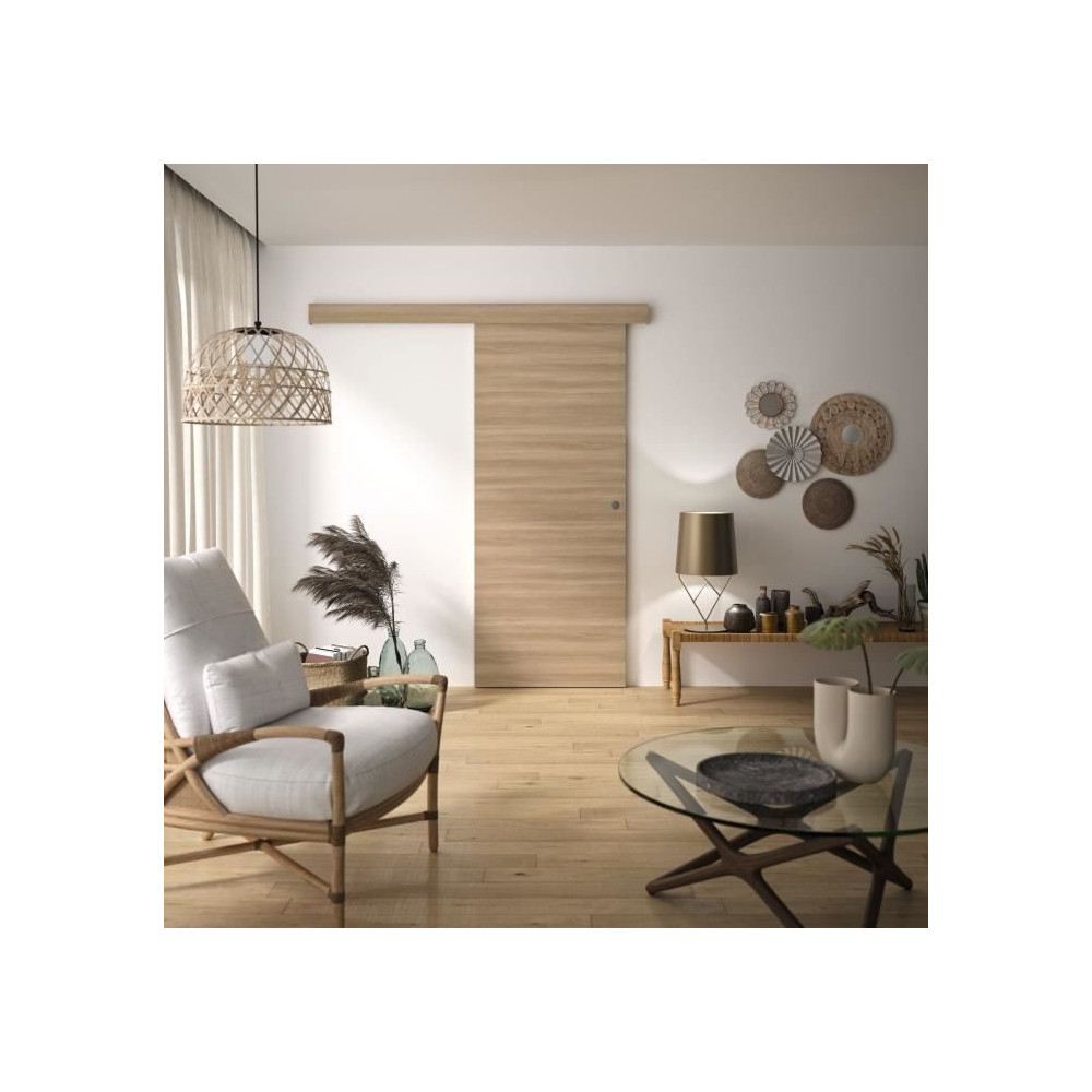 Kit Porte Coulissante - OPTIMUM - BARBADE2 - H 204 x 83 x 3,6 cm, MDF,