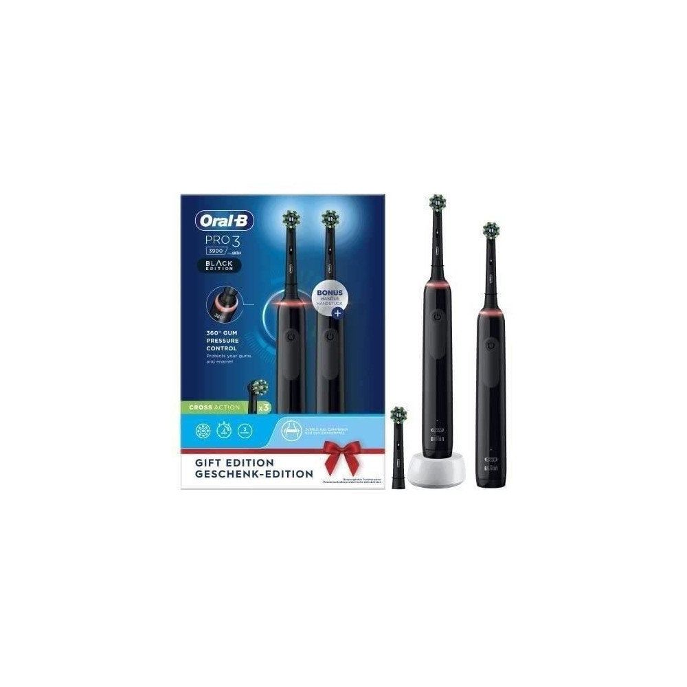 Brosse a dents électriques Oral-B Pro 3 3900 - Lot de 2 - 2 manches n
