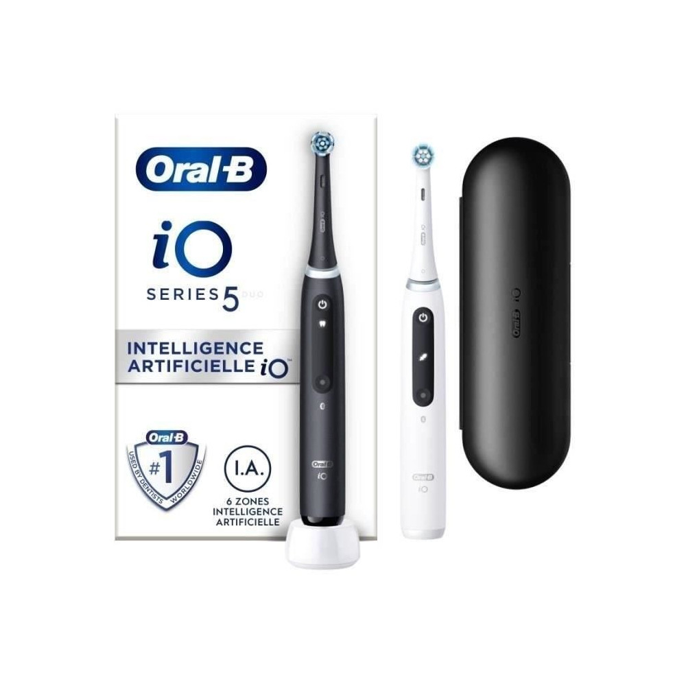 Oral-B iO 5 Lot De 2, Brosses a Dents Électriques Noire et Blanche, 2