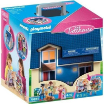 PLAYMOBIL 70985 Maison Transportable Bleue, 3 personnages, Accessoires