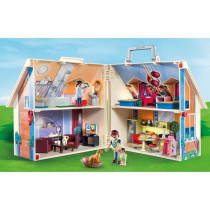 PLAYMOBIL 70985 Maison Transportable Bleue, 3 personnages, Accessoires