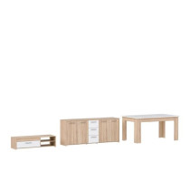 Ensemble Meuble TV Buffet 179cm & Table fixe 160cm - Pilvi - Chene Son