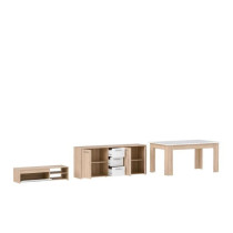 Ensemble Meuble TV Buffet 179cm & Table fixe 160cm - Pilvi - Chene Son