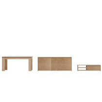 Ensemble Meuble TV Buffet 179cm & Table fixe 160cm - Pilvi - Chene Son