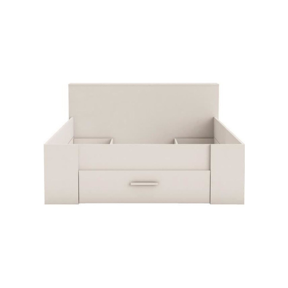 DEMEYERE Lit adulte contemporain blanc perle + tete de lit - l 160 x L