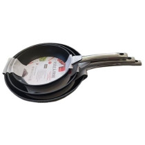 Lot de 3 poeles - BAUMALU - Black edition - 24 / 28 / 32 cm - Aluminiu
