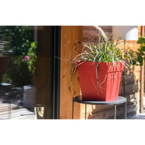 EDA Pot de fleur carré Toscane - 32 x 32 x H 32 cm - 22 L - Rouge rub