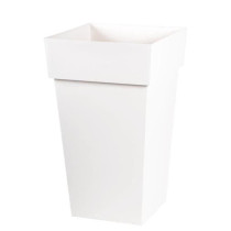 EDA Pot de fleur haut carré Toscane - 39 x 39 x H 65 cm - 62 L - Blan
