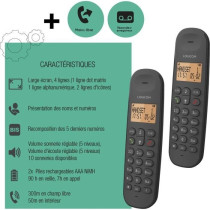 Téléphone fixe sans fil - LOGICOM - DECT ILOA 255T DUO - Noir - Avec