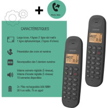Téléphone fixe sans fil - LOGICOM - DECT ILOA 250 DUO - Noir - Sans