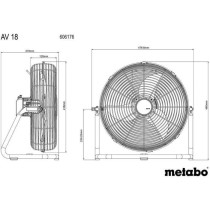 Ventilateur sans fil - METABO - AV 18 - 18 V - 3 niveaux de vitesse -