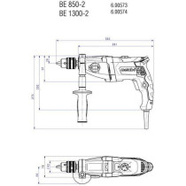 Perceuse - METABO - BEV 1300-2 - Mandrin a clé - Poignée supplément