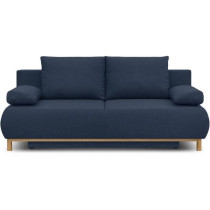 Banquette convertible 3 places MIKA - Tissu bleu foncé - Coffre de ra