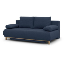Banquette convertible 3 places MIKA - Tissu bleu foncé - Coffre de ra