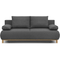 Banquette convertible 3 places MIKA - Tissu gris - Coffre de rangement