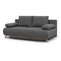 Banquette convertible 3 places MIKA - Tissu gris - Coffre de rangement