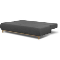 Banquette convertible 3 places MIKA - Tissu gris - Coffre de rangement