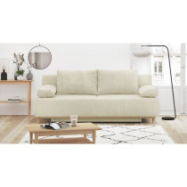 Banquette convertible 3 places MIKA - Velours côtelé Beige - Coffre