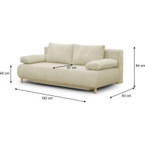 Banquette convertible 3 places MIKA - Velours côtelé Beige - Coffre