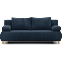 Banquette convertible 3 places MIKA - Velours côtelé bleu foncé - C