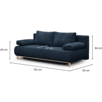Banquette convertible 3 places MIKA - Velours côtelé bleu foncé - C