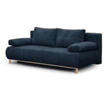 Banquette convertible 3 places MIKA - Velours côtelé bleu foncé - C