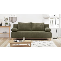 Banquette convertible 3 places MIKA - Velours côtelé vert kaki - Cof