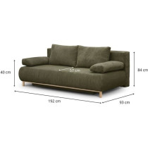 Banquette convertible 3 places MIKA - Velours côtelé vert kaki - Cof