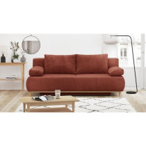 Banquette convertible 3 places MIKA - Velours côtelé Terracotta - Co