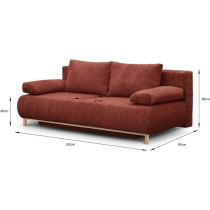 Banquette convertible 3 places MIKA - Velours côtelé Terracotta - Co