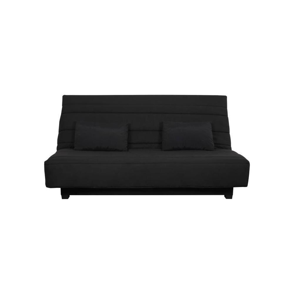 Banquette Clic clac 2 places REVEUR - Tissu noir - Matelas DUNLOPILLO