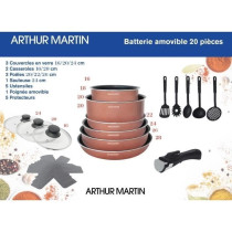 Batterie de cuisine 20 pieces Arthur Martin - aluminium - poignée amo