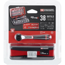 Coffret douilles 1/4'' 6 pans métriques et embouts - FACOM - R2NANOPB