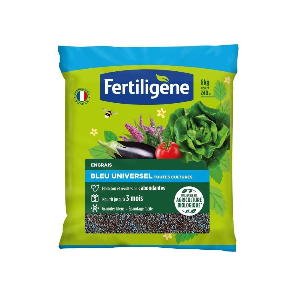FERTILIGENE FBLEUBIO6 - Engrais Bleu Universel 6 kg - Floraison et ré