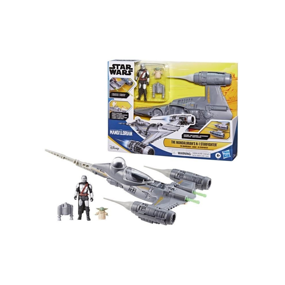 Vaisseau The Mandalorian's N-1 Starfighter, figurines Grogu et Mandalo
