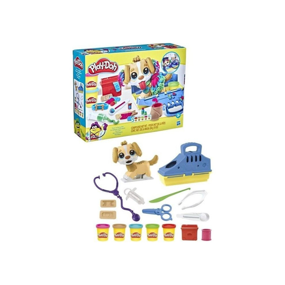 Play-Doh Le cabinet vétérinaire avec chien, avec 5 pots de pâte a m