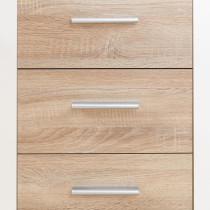 Buffet bas PILVI - 2 portes et 4 tiroirs - Blanc et chene sonoma - L 1