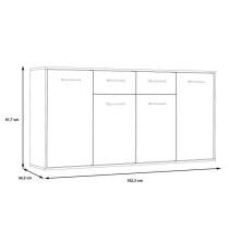 Buffet bas PILVI - 4 portes et 2 tiroirs - Blanc mat - L 162,3 x P 34,