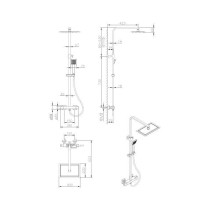 Colonne de douche OCEANIC - Mitigeur thermostatique - Pomme haute rect