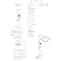 Colonne de douche OCEANIC - Mitigeur thermostatique - Pomme haute carr