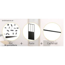 OPTIMUM - Kit porte coulissante + rail + bandeau Atelier - H.204xL.83x