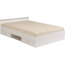 Lit adulte ZODIAC 160x200 - Décor blanc - 2 tiroirs - L165.8 x H58.9