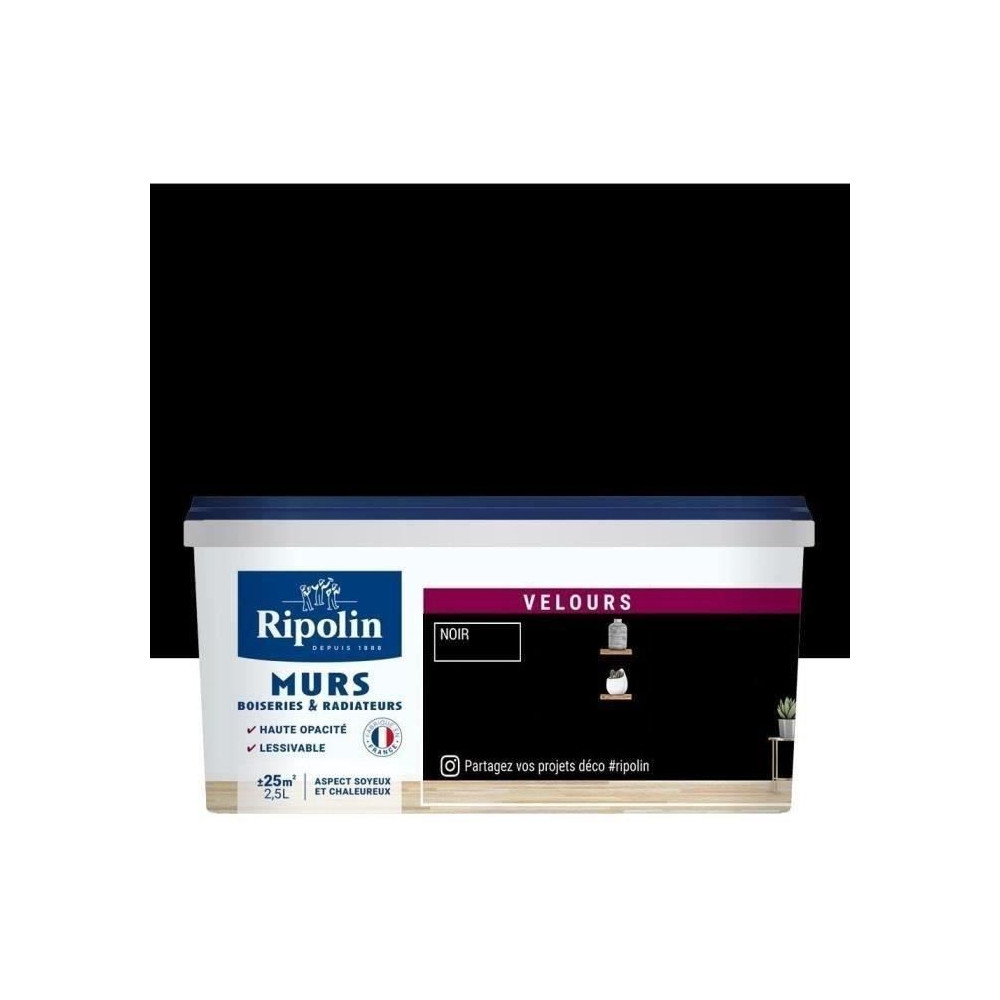RIPOLIN Peinture Couleur Velours pour Murs, Boiseries Radiateurs - Noi