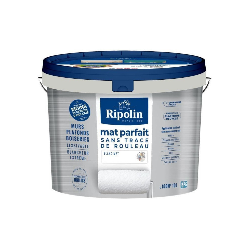 Peinture murs & plafonds parfait - RIPOLIN - 441726 - Blanc - Mat - 10
