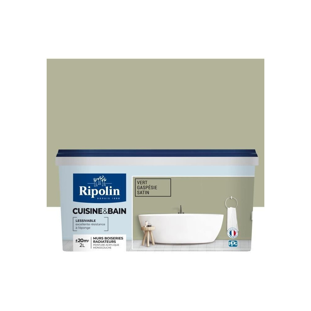 Peinture cuisine et salle de bain - Vert gaspésie satin - RIPOLIN - 2