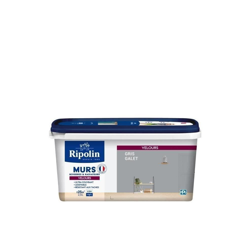 RIPOLIN Peinture Couleur Velours pour Murs, Boiseries Radiateurs - Gri