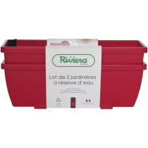 Bac a fleurs RIVIERA EVA - Lot 2 jardinieres - Plastique - 57 cm - Rou