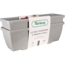 Bac a fleurs RIVIERA EVA - Lot 2 jardinieres - Plastique - 57 cm - Sto