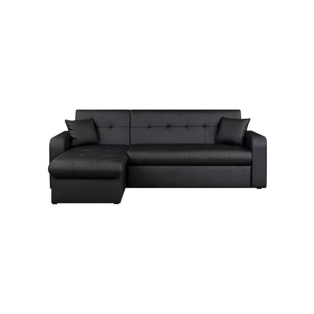 Canapé d'angle réversible convertible 3 places - Simili noir - Conte