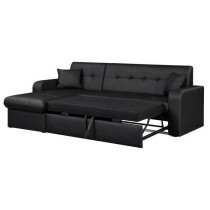 Canapé d'angle réversible convertible 3 places - Simili noir - Conte